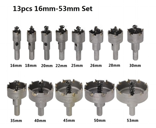 13 Brocas Copa Sierra Hss De Carburo Para 16-53mm