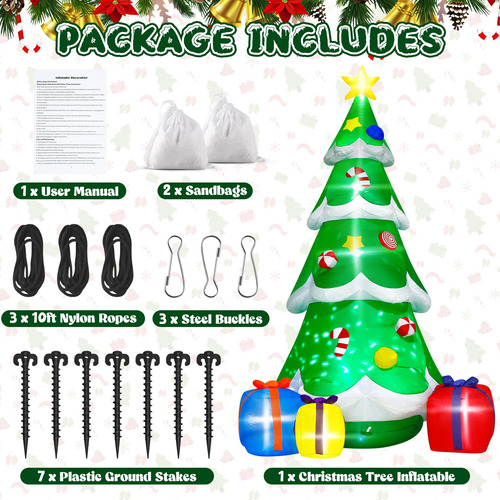 Árbol De Navidad Inflable 3.66 Metros Con Cajas Decorativas