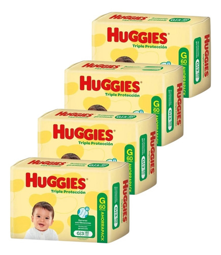 Huggies Classic 4 Pack Mensual Ahorro Talle M, G, Xg, Xxg