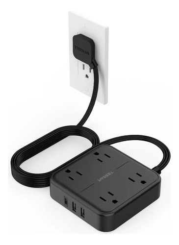 Regleta De Alimentación Plana Y Delgada Con Puertos Usb Y 4