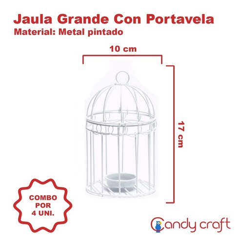 Imagen 2 de 7 de Jaula Redonda Con Portavela! Centro De Mesa, X 4 Unidades!