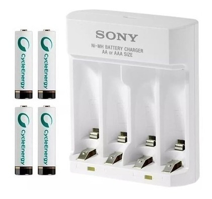 Imagem 2 de 2 de Carregador Sony C/4 Pilhas Aa Usb 2500mah Recarregável + Nfe