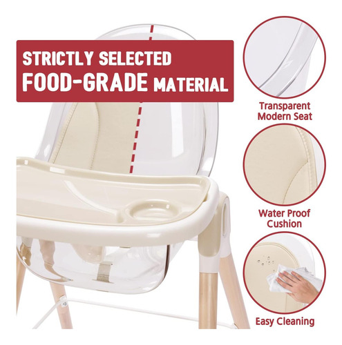Silla Alta Para Bebés, Silla Alta De Madera Convertible 6 En