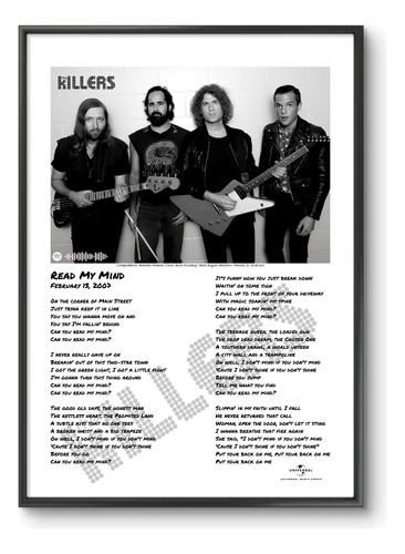 Cuadro Enmarcado Póster Banda The Killers Read My Mind