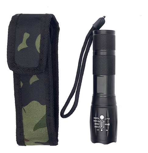 Linterna Táctica Con Funda De Transporte Camuflada