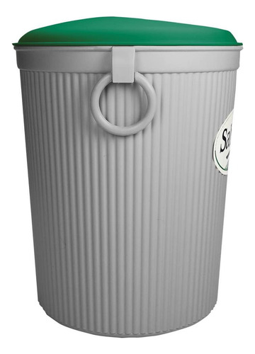 Bote De Basura 12l Tapa Circular En Colores Color Gris-tapa Verde