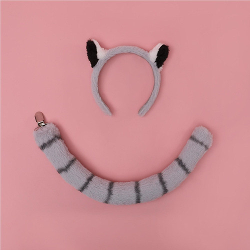 Y Conjunto De Cola Y Orejas De Mapache De Peluche,