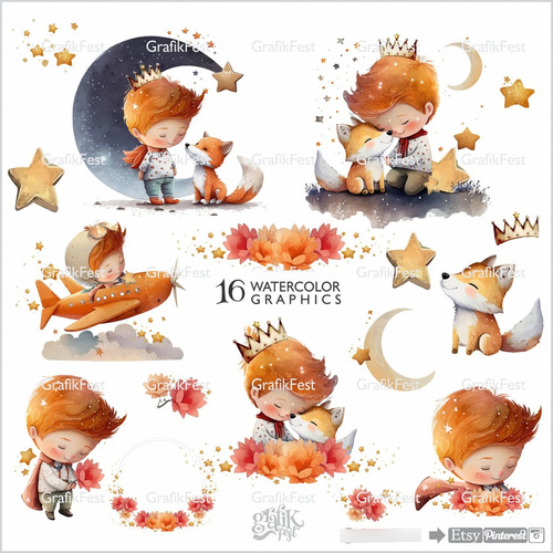 Kit Clipart Imagenes Png + Fondos El Principito Gf03