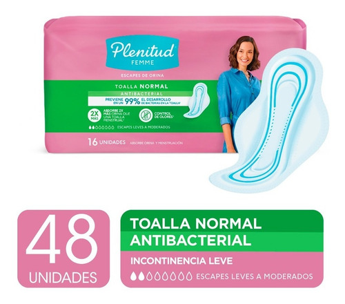 Imagen 1 de 3 de Plenitud Toalla Normal Femme X 16 Unidades Pack X 3
