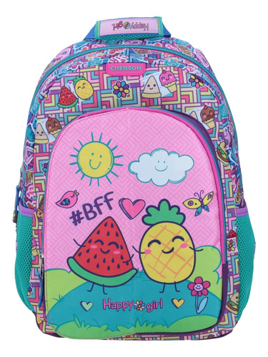 Mochila Escolar Happy Girl Juvenil Porta Tablet Chenson Grande