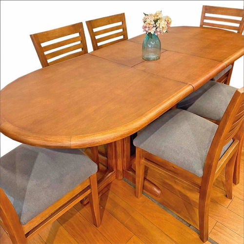 Imagen 2 de 7 de Juego De Comedor Con Mesa Extensible Madera Maciza, Sillas