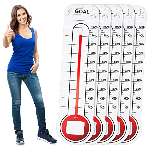 5 Pcs Goal Chart Fundraising Thermometer Goal Setter Bo...