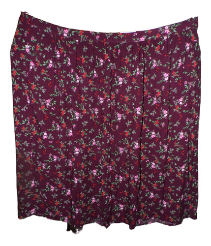 Falda Guinda Y Florecitas Amplia Talla 4x / 46/48 Old Navy 