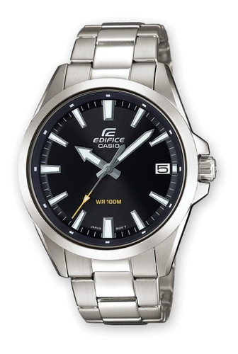 Reloj Casio Edifice Efv-100d Hombre Acero Inoxidable 100m Wr Color Del Fondo Negro Color De La Malla Plateado Color Del Bisel Plateado