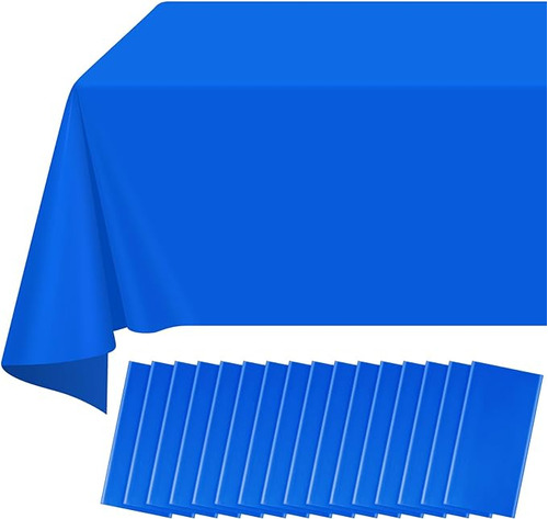 Paquete 16 Manteles Plastico Azul Para Mesas Rectangulares M