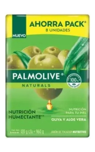 Jabón En Barra Palmolive Naturals Oliva Y Aloe 8 Piezas