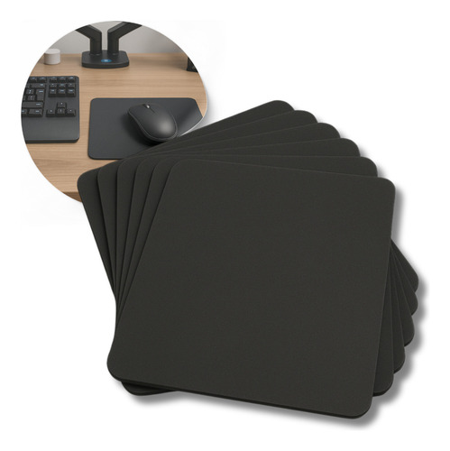 Kit 6 Mouse Pads Tecido Preto - Ref. 1092