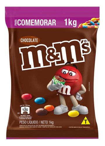 Confeito de Chocolate ao Leite M&M's para Comemorar Pacote 1kg