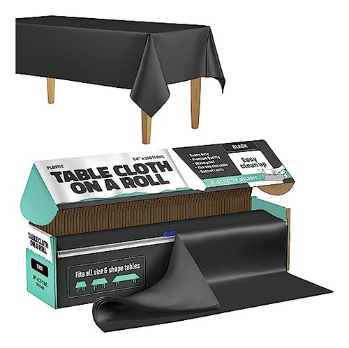 Tablecloth Roll  54  X 110' Black Premium Plastic Ta...