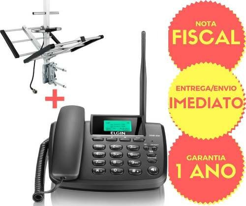 Kit Telefone Celular Rural Fixo 2 Chip Elgin Gsm200 + Antena