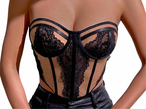 Corset Con Detalle De Encaje Tipo Bustier 