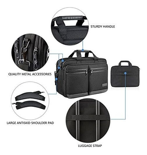 Bolso Portátil Kroser 17.3puLG Impermeable, Rfid - Negro