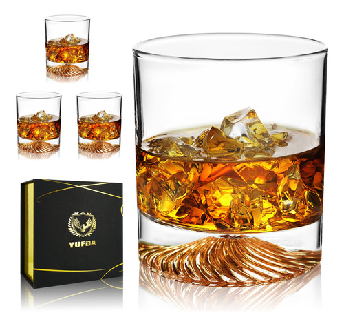 Yufda Vasos De Whisky, Vasos De Borbon De 10 Onzas, Juego De