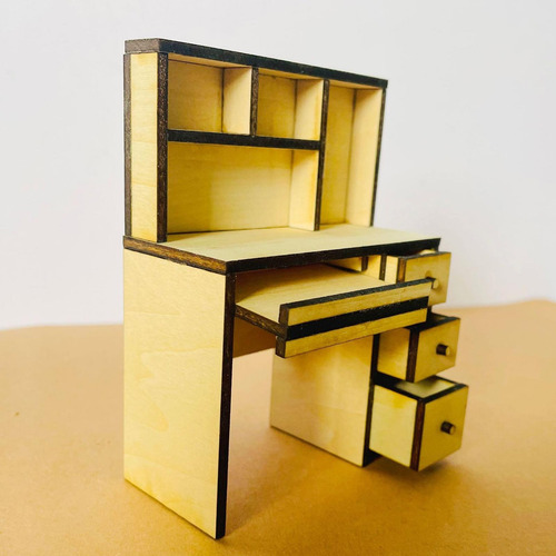 Mesa En Miniatura A Escala 1/12, Mesa De Ordenador De Casa