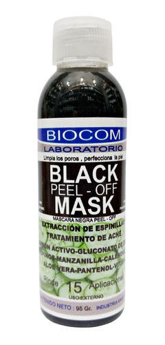 Mascara Negra De Carbon Bambú Para Puntos Negros Black Mask Peel Off 80 Gr Biocom 
