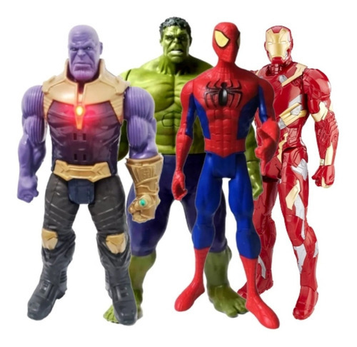 Bonecos Vingadores Articulado Avengers 30cm C/som Luz Kit 4