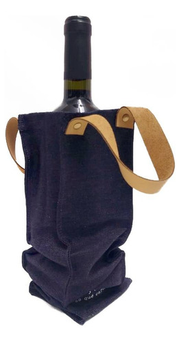 Bolsa Jean Y Cuero Para Botella De Vino Factura A O B