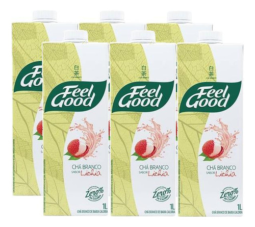 Kit 6 Chá Branco Sabor Lichia Feel Good 1l 1000ml