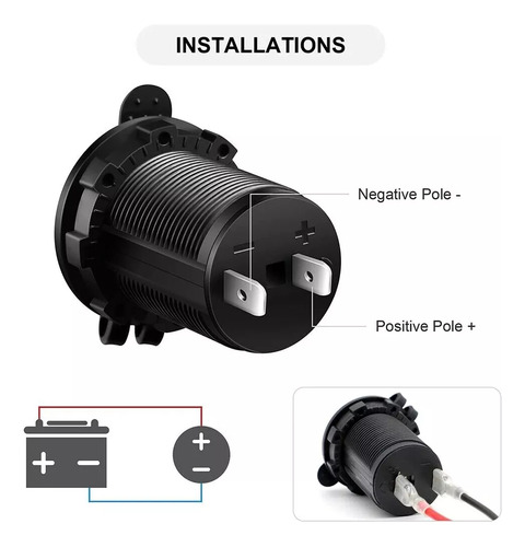 Kit Enchufe Toma 12v 24v Auto Bus Camión Embarcación Con Luz