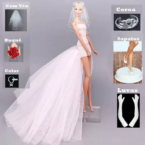 Vestido Luxo para Boneca Barbie ( Branco )