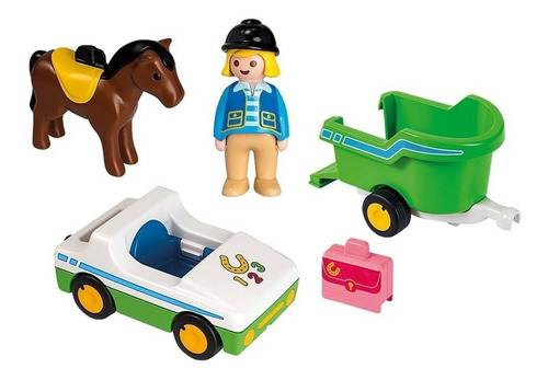 Playmobil 1.2.3 70181 Remolque De Caballo Equitación Orig.