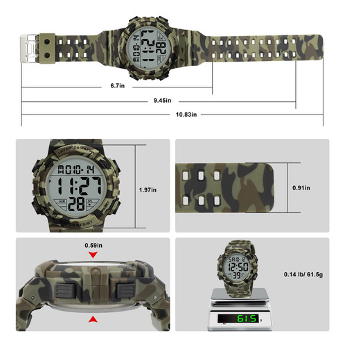 Reloj Para Hombre Deportivo Digital Multifunción Impermeable