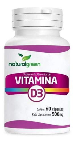 Vitamina D3 5mcg Colecalciferol 60 Cápsulas Natural Green