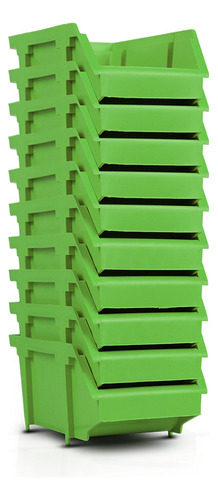 Kit 10 Bin Organizador Gaveteiro Caixa Número 3 Verde