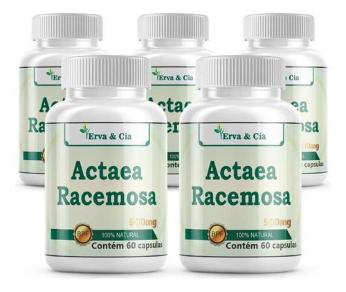 Erva e Cia Kit 5 potes actaea racemosa cápsulas 500mg 100% pura - Cinza - 1