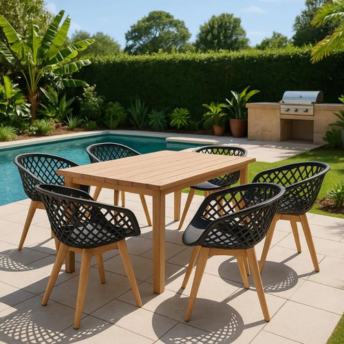 Conjunto 6 Cadeiras Jantar Web Wood Estrutura Polipropileno
