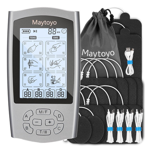 Maytoyo 4 Canales Tens Unidad Ems Dispositivo 24 Modos 30 Es