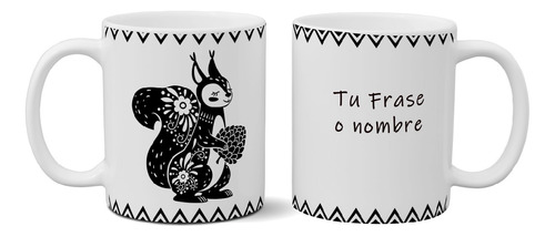 Taza De Cerámica Ardilla Personalizada Con Nombre O Frase