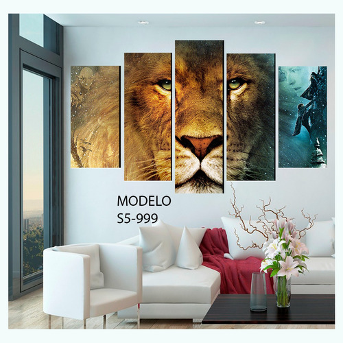 Cuadro Decorativo 5 Piezas Las Cronicas De Narnia Leon Aslan