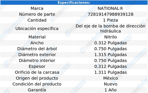 1 Retén Dirección Hid Trailblazer Ext 02 Al 06 National