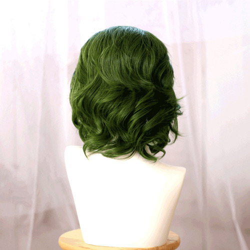 Peruca De 30 Cm, Verde, Curto, Encaracolado, Cos Fiber Silk
