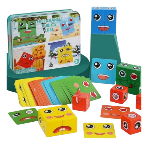 Juego De Mesa Puzzle Didáctico Bloques De Madera Expresiones