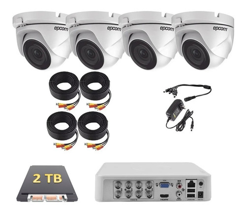 Kit Video Vigilancia 4 Camaras Epcom Domo Dvr 8 1080 2mp 2tb