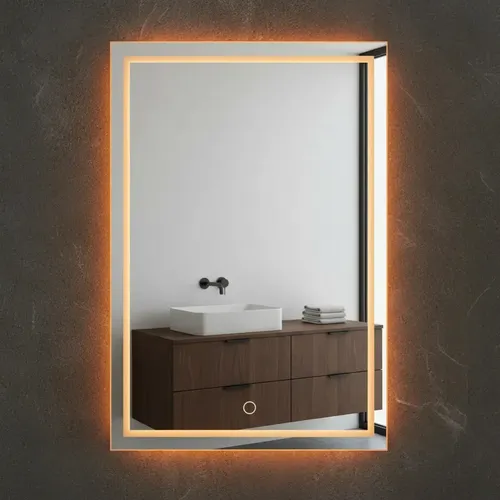 Espelho Decorativo Retangular 70x50cm Com Luz Versalles Led Quente