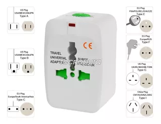 Adaptador De Corriente Universal Para Viaje Us/ Uk / Eu / Au