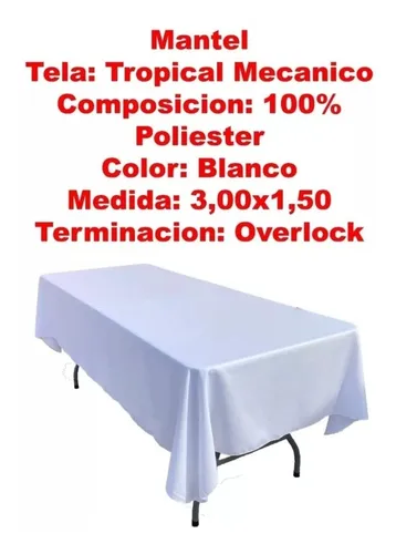 Mantel Rectangular 3,00 X 2,00 Mts. X3uni Con 25 Servilletas